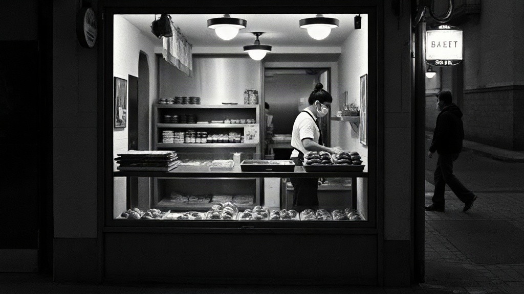 A neighbourhood shop in the evening
